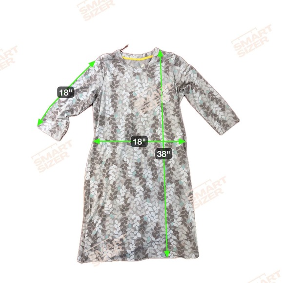 Gudrun Sjoden Gray Leaf Print Tencel Long Sleeve Midi Dress Size M Pockets - Picture 8 of 8